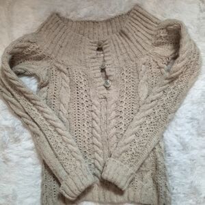 American Eagle Boatneck Crochet Cable Knit Sweater Vintage